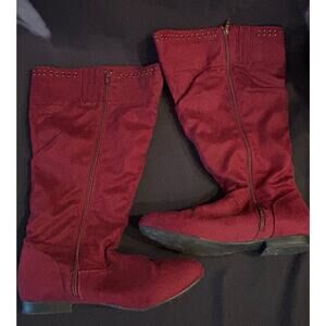 Women’s Lane Bryant Knee High Slouchy Boots Faux Suede Burgundy / Wine color, 10
